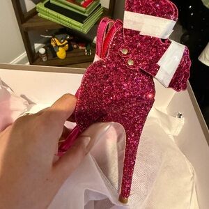 NIB Glittery Pink Closed Toe High Heels